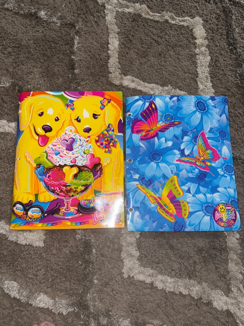 Lisa Frank Yellow Puppies & Blue Butterfly Folders